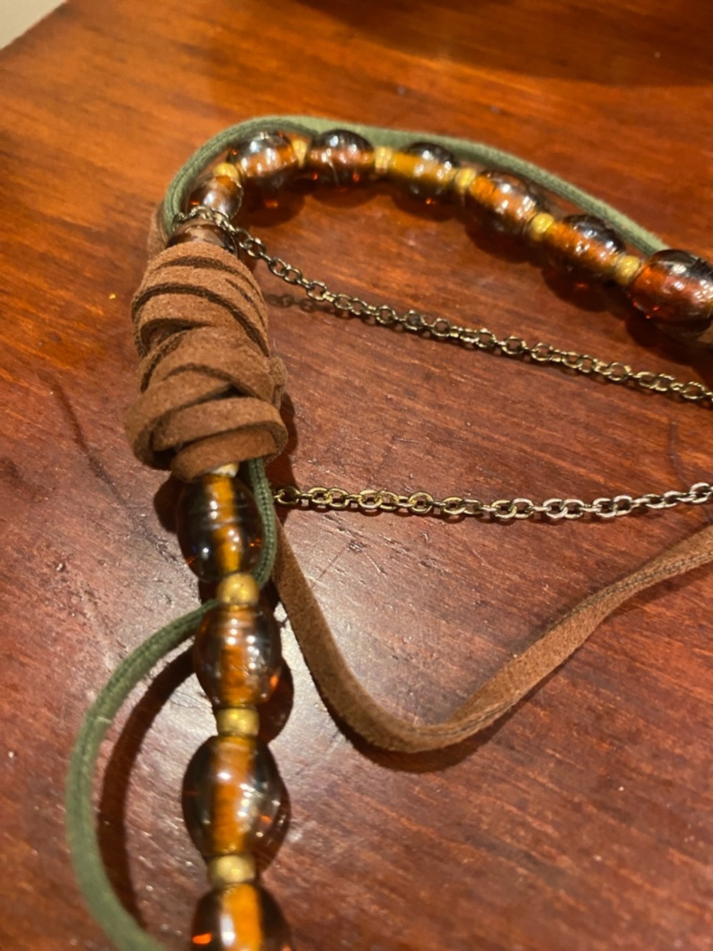 Wacky Item for Challenge Gold-Tone Multi Charm Necklace with Amber color Beads - Picture 12 of 12